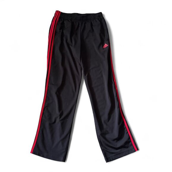 adidas Pants - Adidas Black Track Pants Red Stripe Straight Leg Athletic Gym Workout Medium